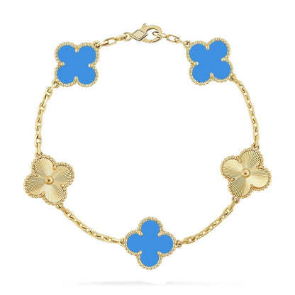 [Noble Aura jewelry] CLOVER 5 MOTIF BLUE AGATE BRACELET COLLECTION