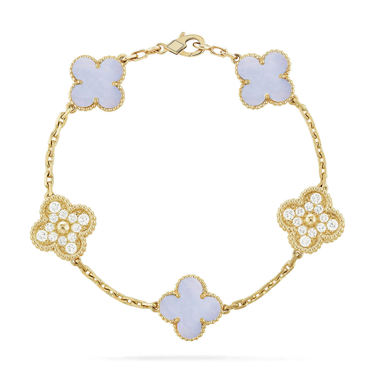 [Noble Aura jewelry] CLOVER 5 MOTIF PURPLE CHALCEDONY BRACELET COLLECTION