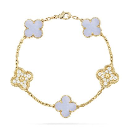 [Noble Aura jewelry] CLOVER 5 MOTIF PURPLE CHALCEDONY BRACELET COLLECTION