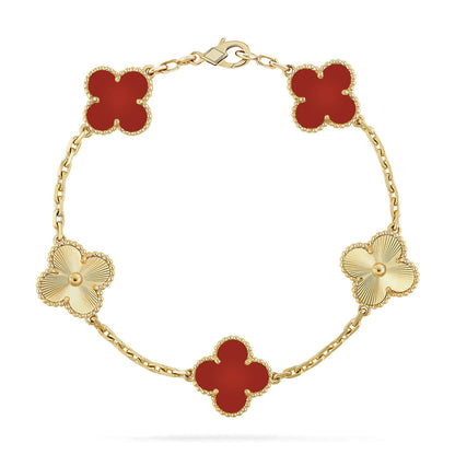 [Noble Aura jewelry]Clover & Love Diamond-Paved Radiant Line 2-Piece Bracelet Stack Set