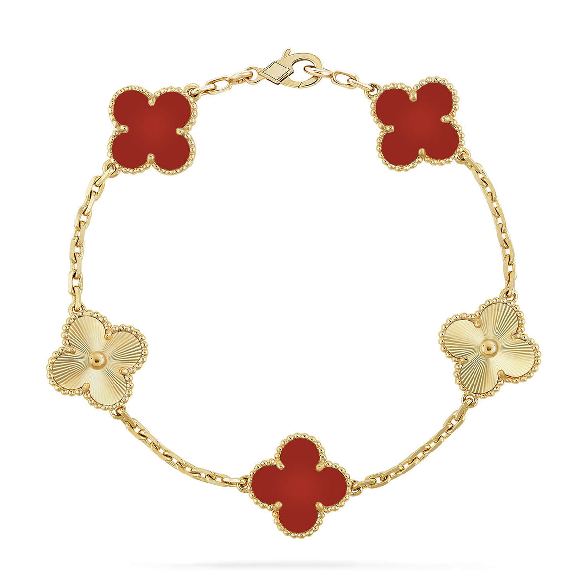 [Noble Aura jewelry] CLOVER 5 MOTIF RED CORNELIAN BRACELET COLLECTION
