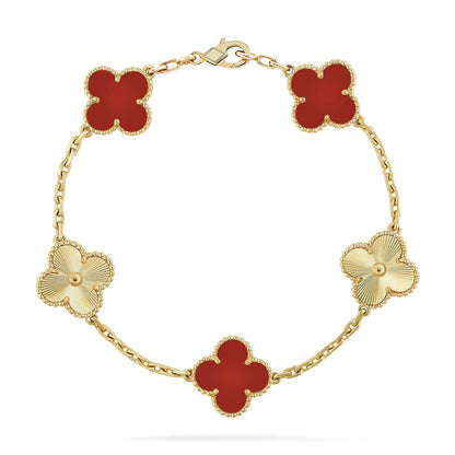 [Noble Aura jewelry] CLOVER 5 MOTIF RED CORNELIAN BRACELET COLLECTION