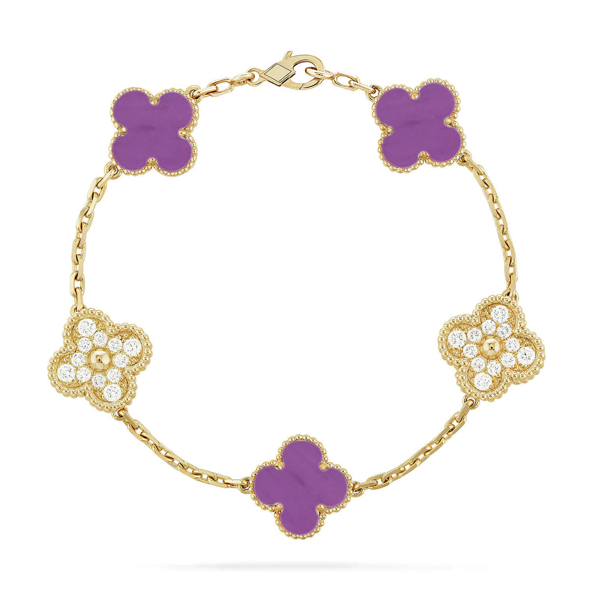 [Noble Aura jewelry] CLOVER 5 MOTIF VIOLET BRACELET COLLECTION