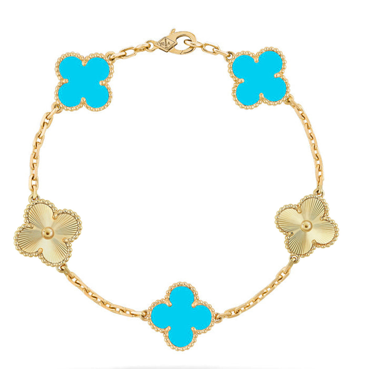 [Noble Aura jewelry] CLOVER 5 MOTIF TURQUOISE BRACELET COLLECTION