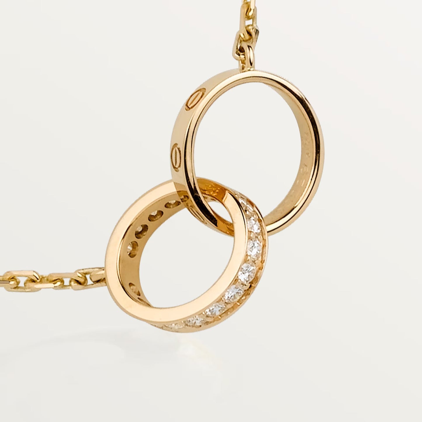 [Noble Aura jewelry]LOVE DOUBLE RING HALF DIAMOND NECKLACE
