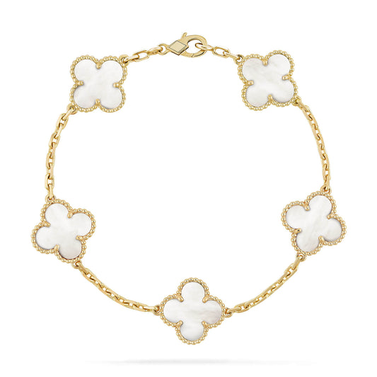 [Noble Aura jewelry]CLOVER  5 MOTIF WHITE MOP BRACELET