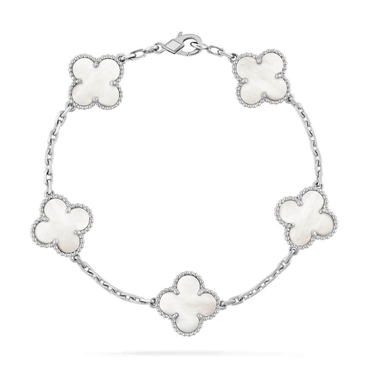 [Noble Aura jewelry]CLOVER SILVER MOP 5 MOTIF BRACELET