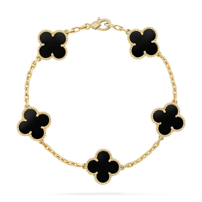 [Noble Aura jewelry]CLOVER  5 MOTIFS BLACK ONYX BRACELET