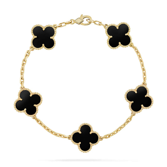 [Noble Aura jewelry]CLOVER  5 MOTIFS BLACK ONYX BRACELET