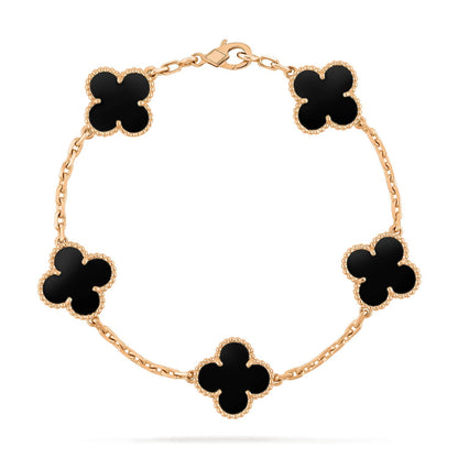 [Noble Aura jewelry]CLOVER  5 MOTIFS BLACK ONYX BRACELET