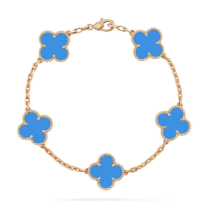 [Noble Aura jewelry]CLOVER 5 MOTIFS BLUE AGATE BRACELET