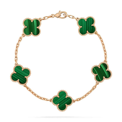 [Noble Aura jewelry]CLOVER 5 MOTIFS MALACHITE BRACELET