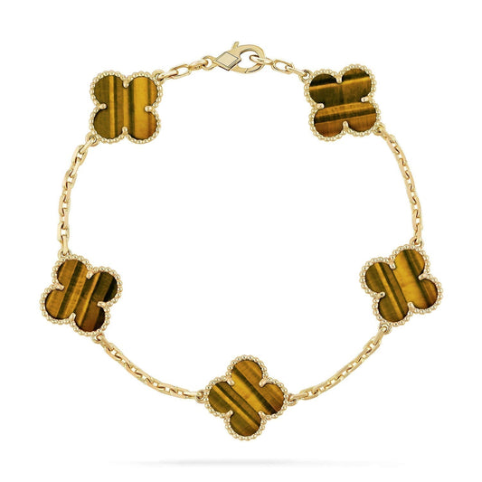 [Noble Aura jewelry]CLOVER  5 MOTIFS TIGER EYE BRACELET