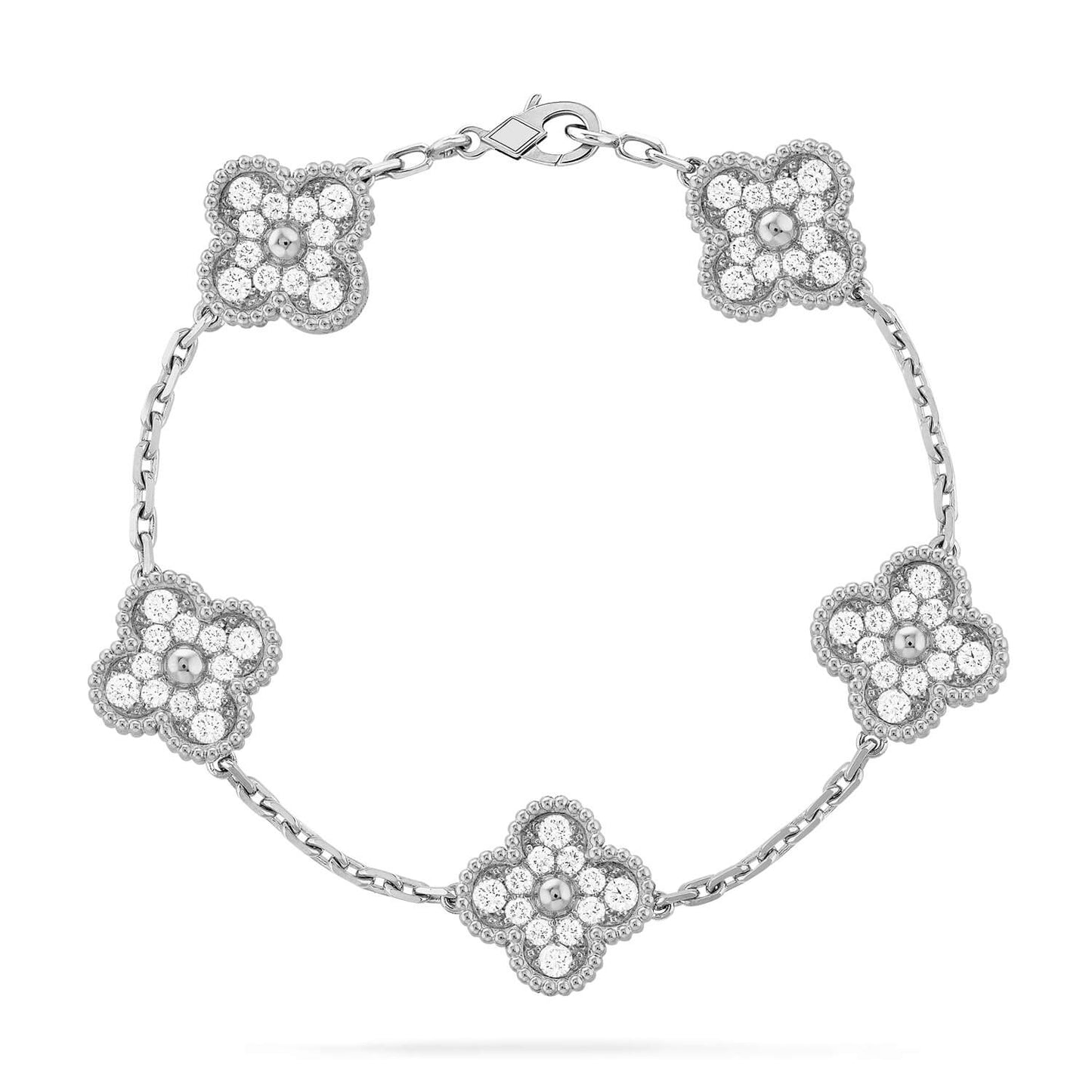 [Noble Aura jewelry]CLOVER 5 MOTIFS  DIAMOND BRACELET SILVER
