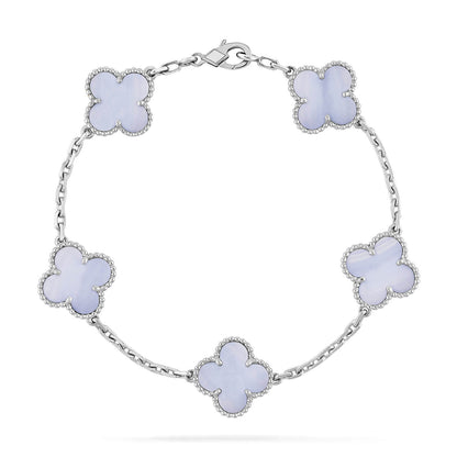 [Noble Aura jewelry]CLOVER  5 MOTIF PURPLE CHALCEDONY BRACELET SILVER