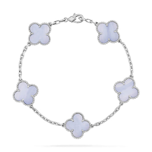 [Noble Aura jewelry]CLOVER  5 MOTIF PURPLE CHALCEDONY BRACELET SILVER