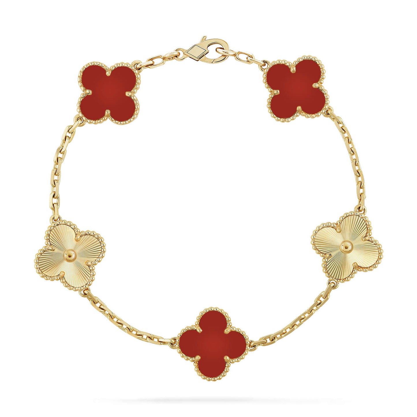 [Noble Aura jewelry]CLOVER  5 MOTIFS CARNELIAN GOLD BRACELET