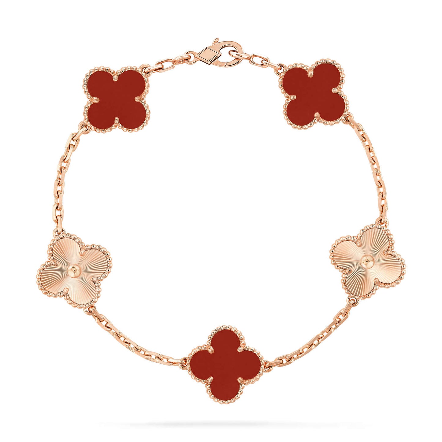 [Noble Aura jewelry]CLOVER  5 MOTIFS CARNELIAN GOLD BRACELET