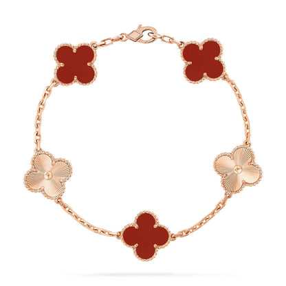 [Noble Aura jewelry]CLOVER  5 MOTIFS CARNELIAN GOLD BRACELET
