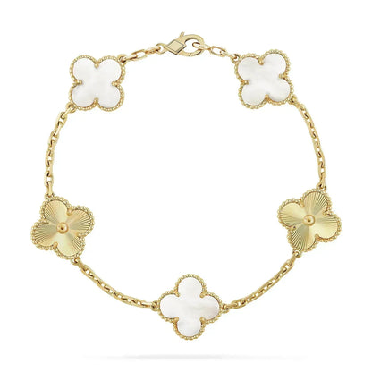 [Noble Aura jewelry]CLOVER BRACELET 5 MOTIF WHITE MOP PINK GOLD