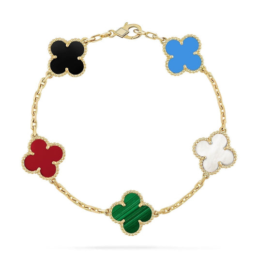 [Noble Aura jewelry]CLOVER 5 MOTIFS MULTICOLOR  BRACELET