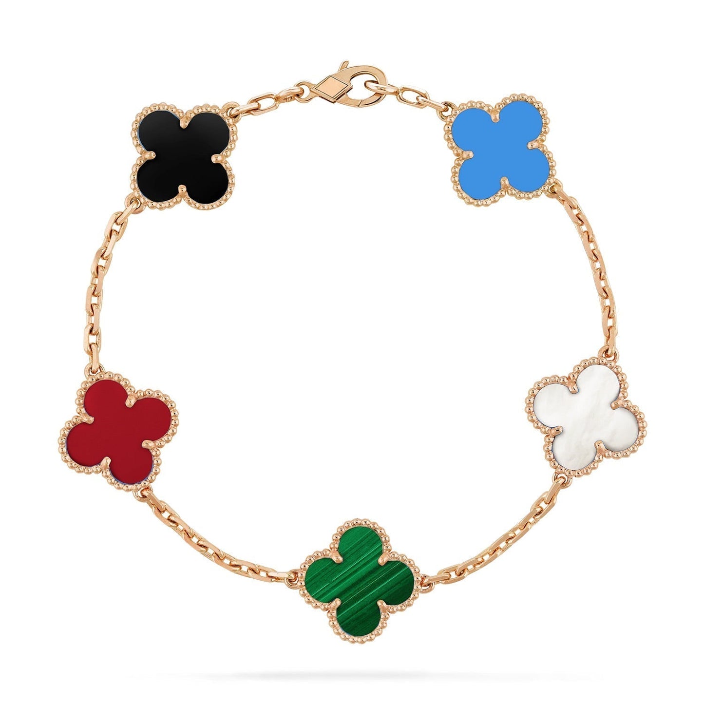 [Noble Aura jewelry]CLOVER 5 MOTIFS MULTICOLOR BRACELET