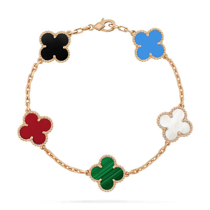 [Noble Aura jewelry]CLOVER 5 MOTIFS MULTICOLOR BRACELET