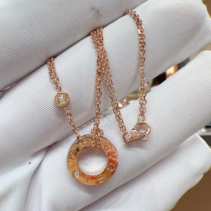 [Noble Aura jewelry]LOVE NECKLACE 16MM 2 DIAMONDS
