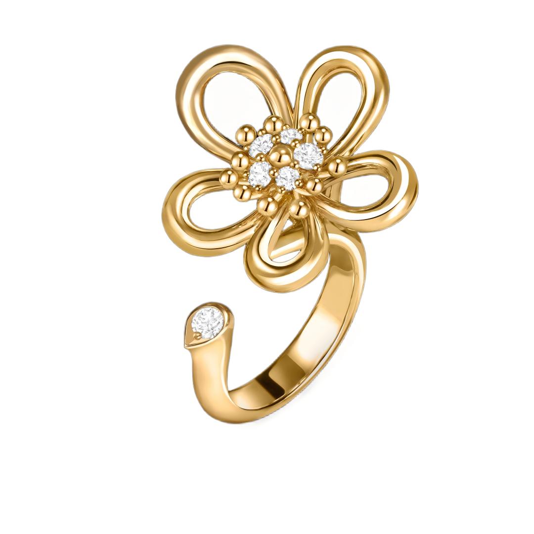 [Noble Aura jewelry]  FLOWERLACE OPEN RING 5 DIAMONDS