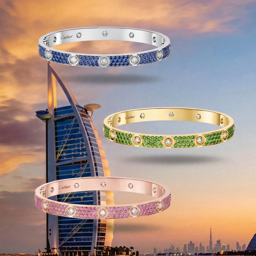 [Noble Aura jewelry] 2026 PAVE GEMSTONE LOVE BRACELET 6.1MM 10 DIAMONDS