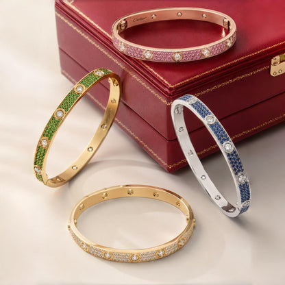 [Noble Aura jewelry] 2026 PAVE GEMSTONE LOVE BRACELET 6.1MM 10 DIAMONDS