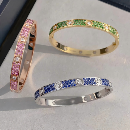 [Noble Aura jewelry] 2026 PAVE GEMSTONE LOVE BRACELET 6.1MM 10 DIAMONDS