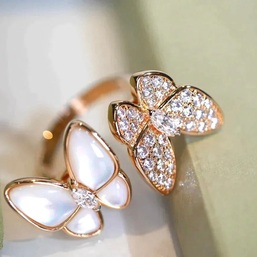 [Noble Aura jewelry]TWIN BUTTERFLY DIAMOND MOP RING