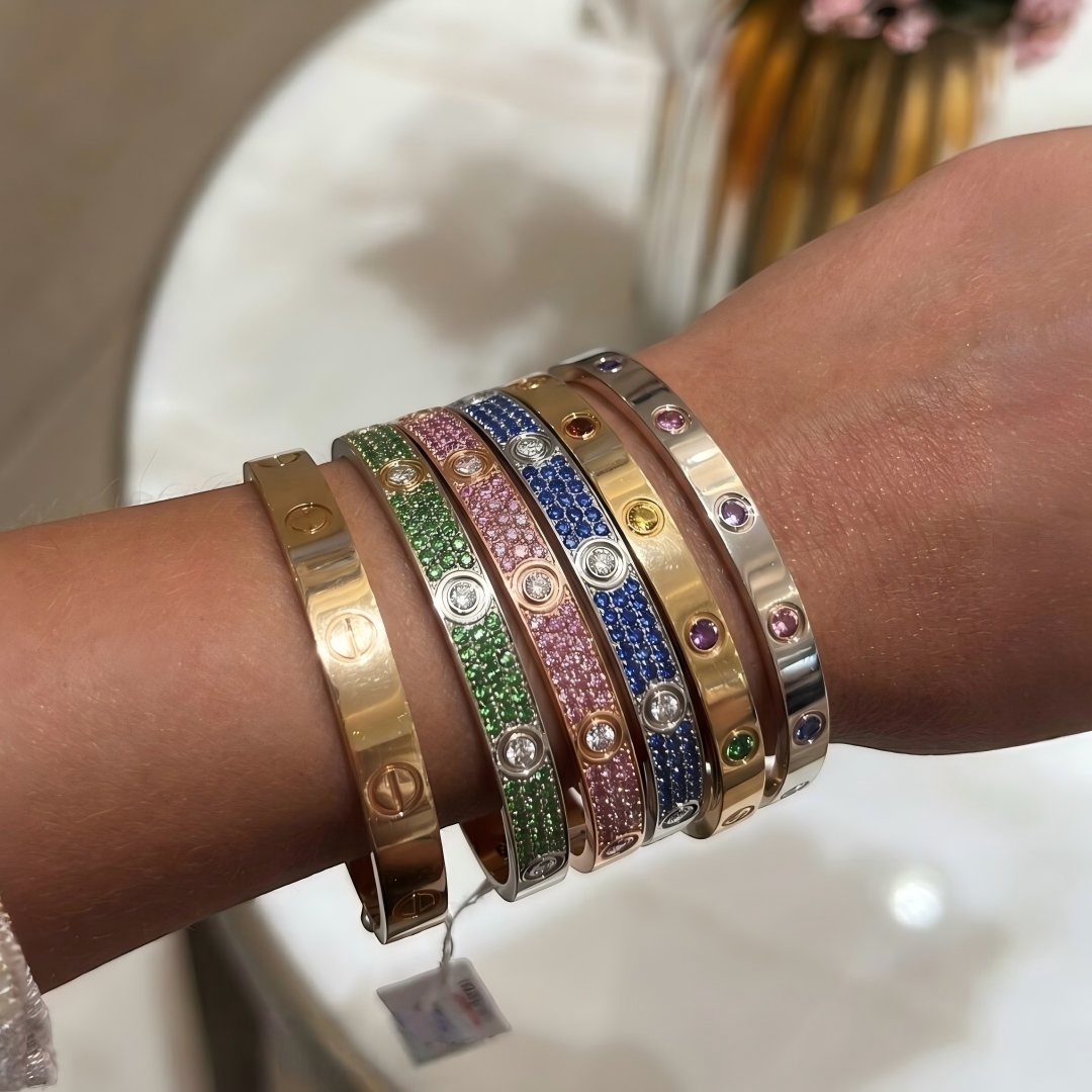 [Noble Aura jewelry] 2026 PAVE GEMSTONE LOVE BRACELET 6.1MM 10 DIAMONDS