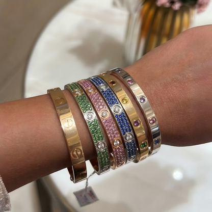 [Noble Aura jewelry] 2026 PAVE GEMSTONE LOVE BRACELET 6.1MM 10 DIAMONDS
