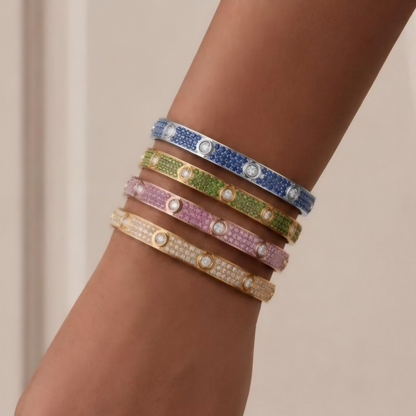 [Noble Aura jewelry] 2026 PAVE GEMSTONE LOVE BRACELET 6.1MM 10 DIAMONDS