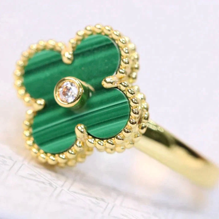 [Noble Aura jewelry]CLOVER MALACHITE RING GOLD DIAMOND