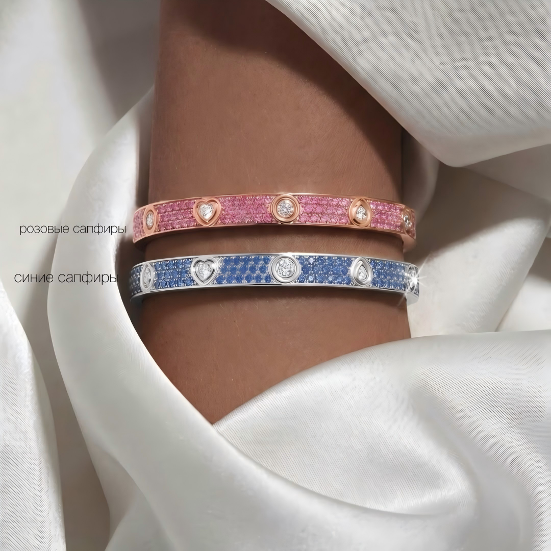 [Noble Aura jewelry] 2026 PAVE GEMSTONE LOVE BRACELET 6.1MM 10 DIAMONDS
