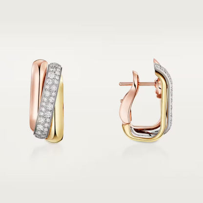 [Noble Aura jewelry]TRINITY HALF DIAMOND  CUSHION EARRINGS