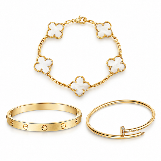 [Noble Aura jewelry]Clover & Lover & Juste Bracelet Stack Set