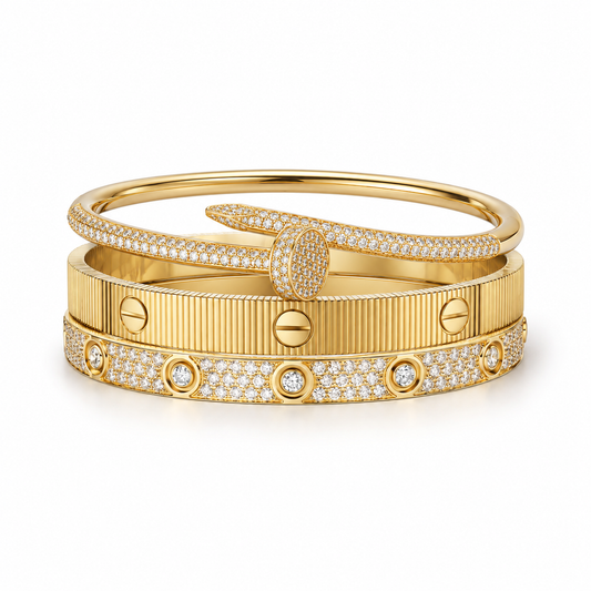 [Noble Aura jewelry]Love & Juste Statement Bracelet Trio Stack Set