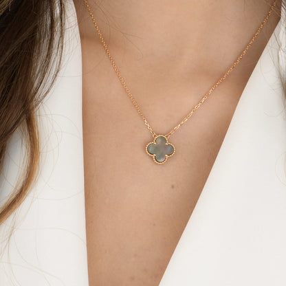 [Noble Aura jewelry]CLOVER 15MM  GRAY MOTHER OF PEARL NECKLACE