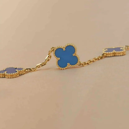 [Noble Aura jewelry]CLOVER 5 MOTIFS BLUE AGATE BRACELET