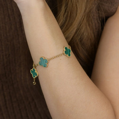 [Noble Aura jewelry] CLOVER 5 MOTIF MALACHITE BRACELET COLLECTION