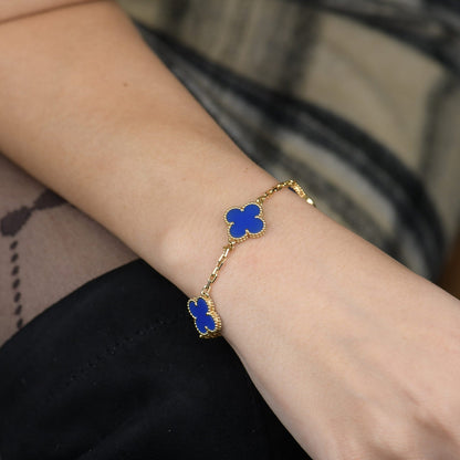[Noble Aura jewelry]CLOVER 5 MOTIFS BLUE AGATE BRACELET