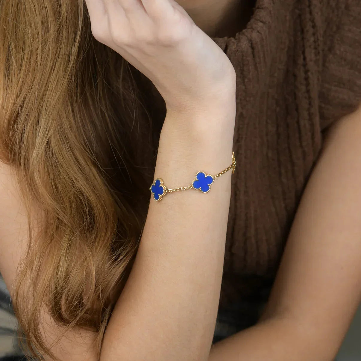 [Noble Aura jewelry] CLOVER 5 MOTIF BLUE AGATE BRACELET COLLECTION