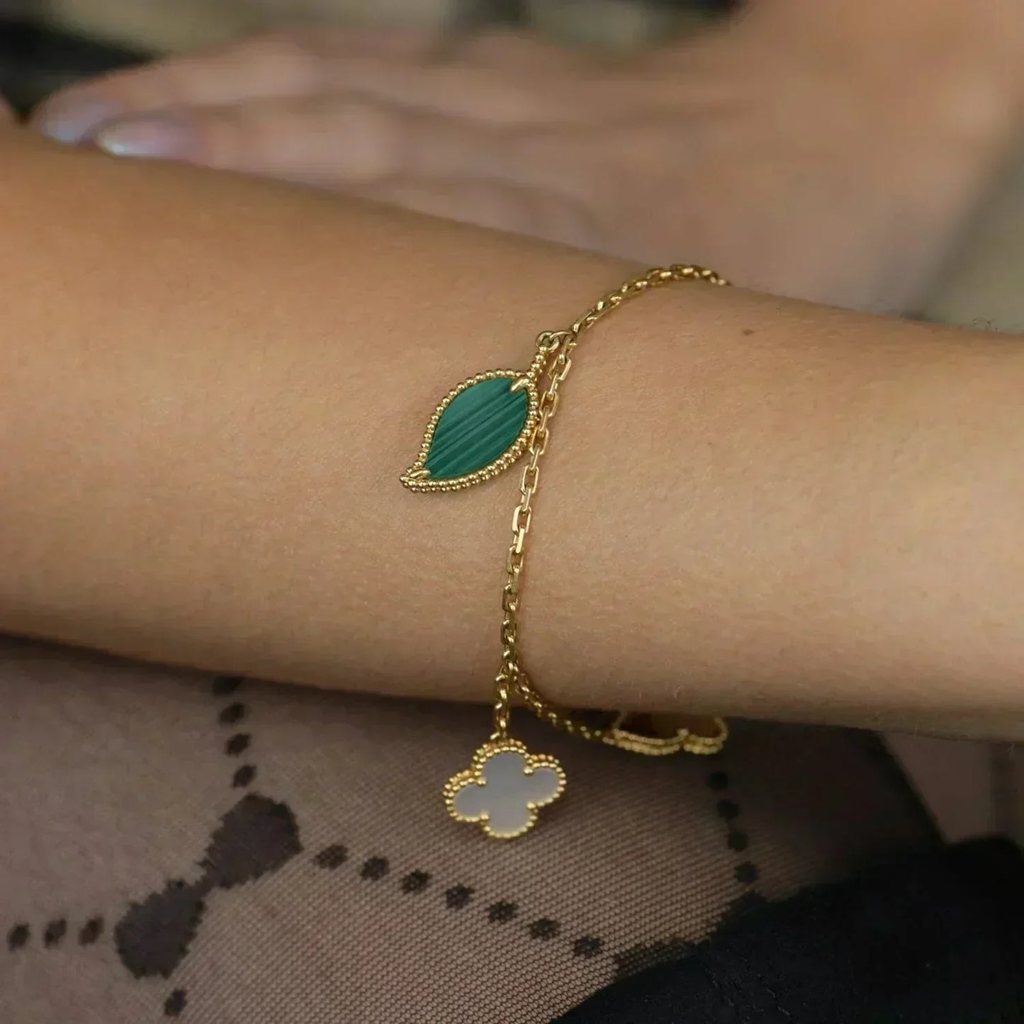 [Noble Aura jewelry]LUCKY SPRING 5 MOTIF GOLD BRACELET