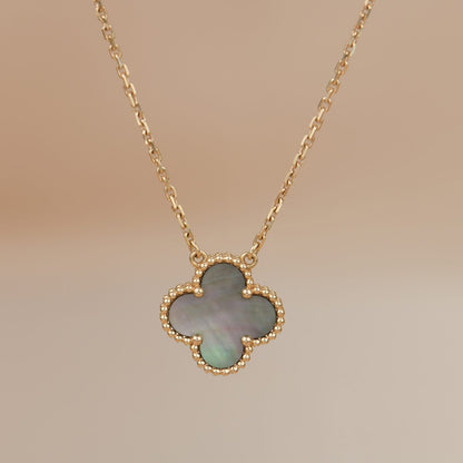 [Noble Aura jewelry]CLOVER 15MM  GRAY MOTHER OF PEARL NECKLACE