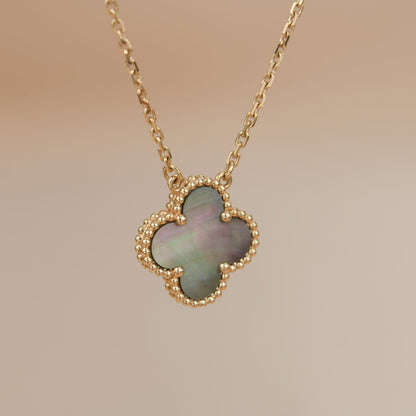 [Noble Aura jewelry]CLOVER 15MM  GRAY MOTHER OF PEARL NECKLACE
