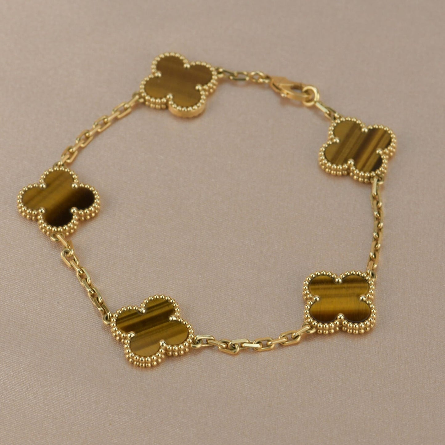 [Noble Aura jewelry]CLOVER  5 MOTIFS TIGER EYE BRACELET